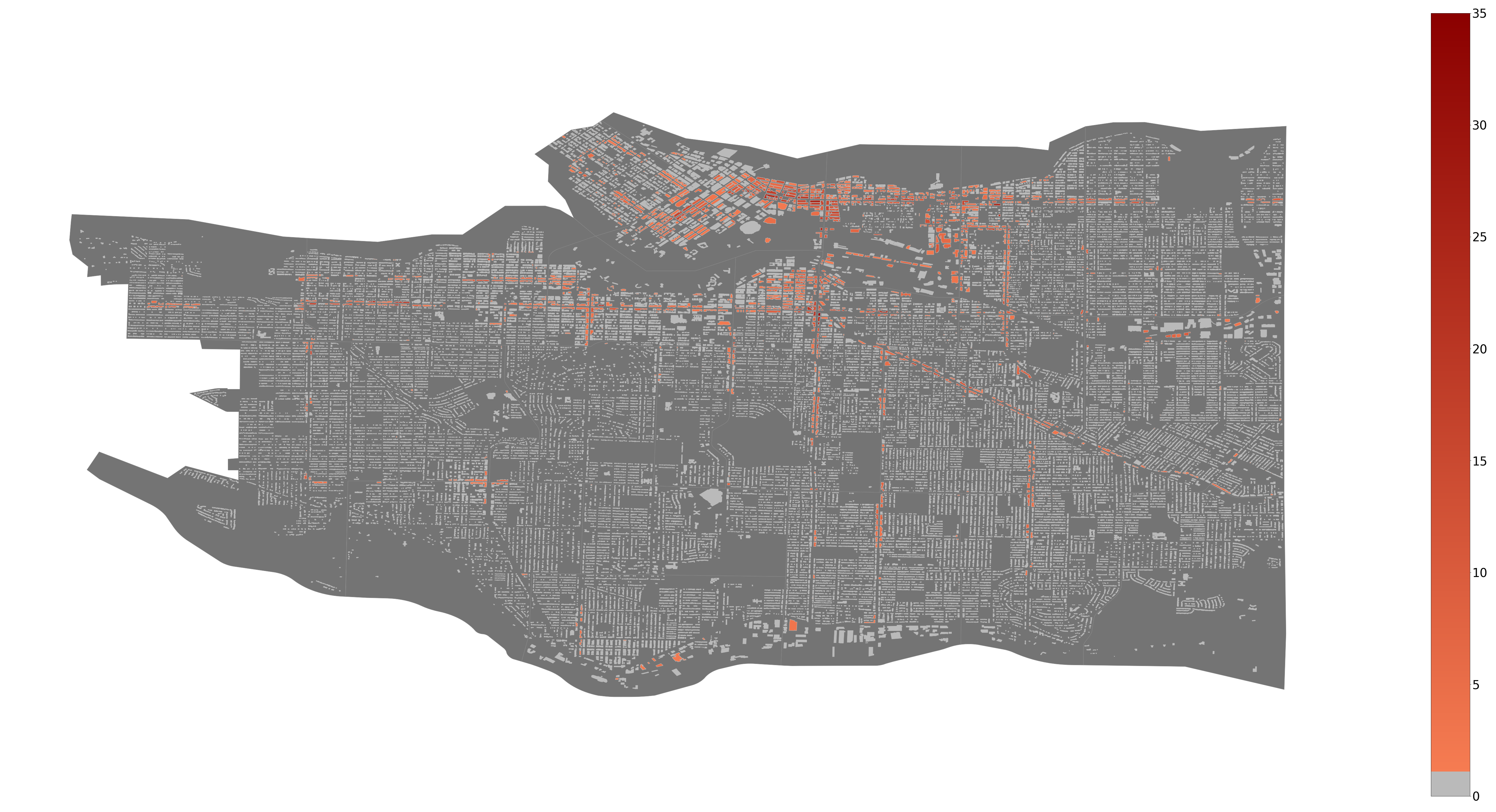Graffiti on buildings heatmap
