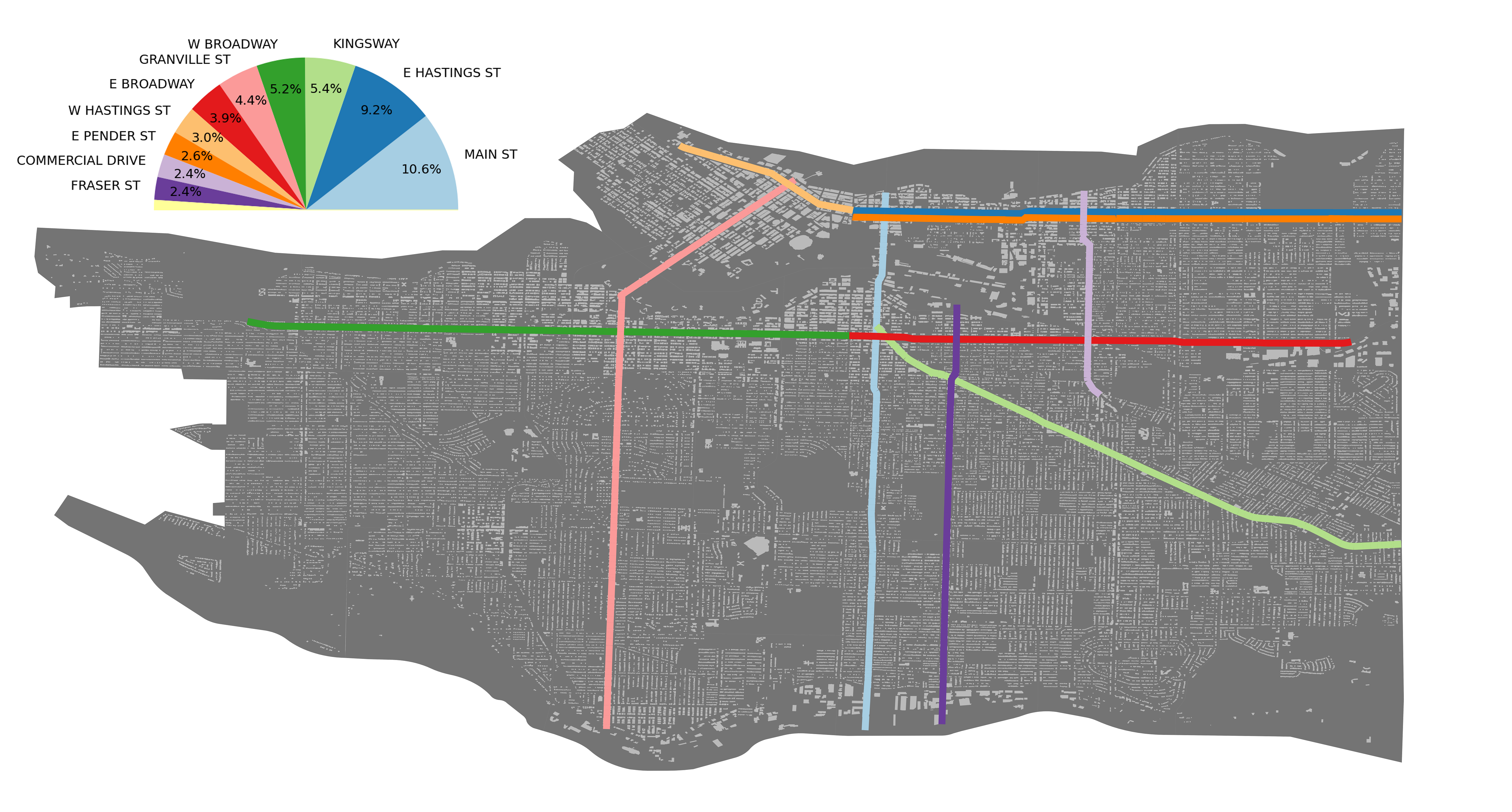 Map of 10 most graffitied streets